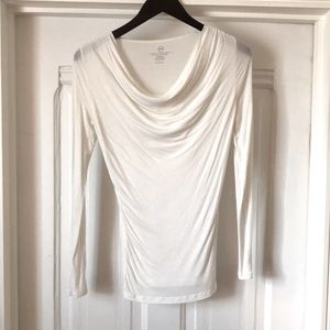 NM Luxury Essentials draped-neck top